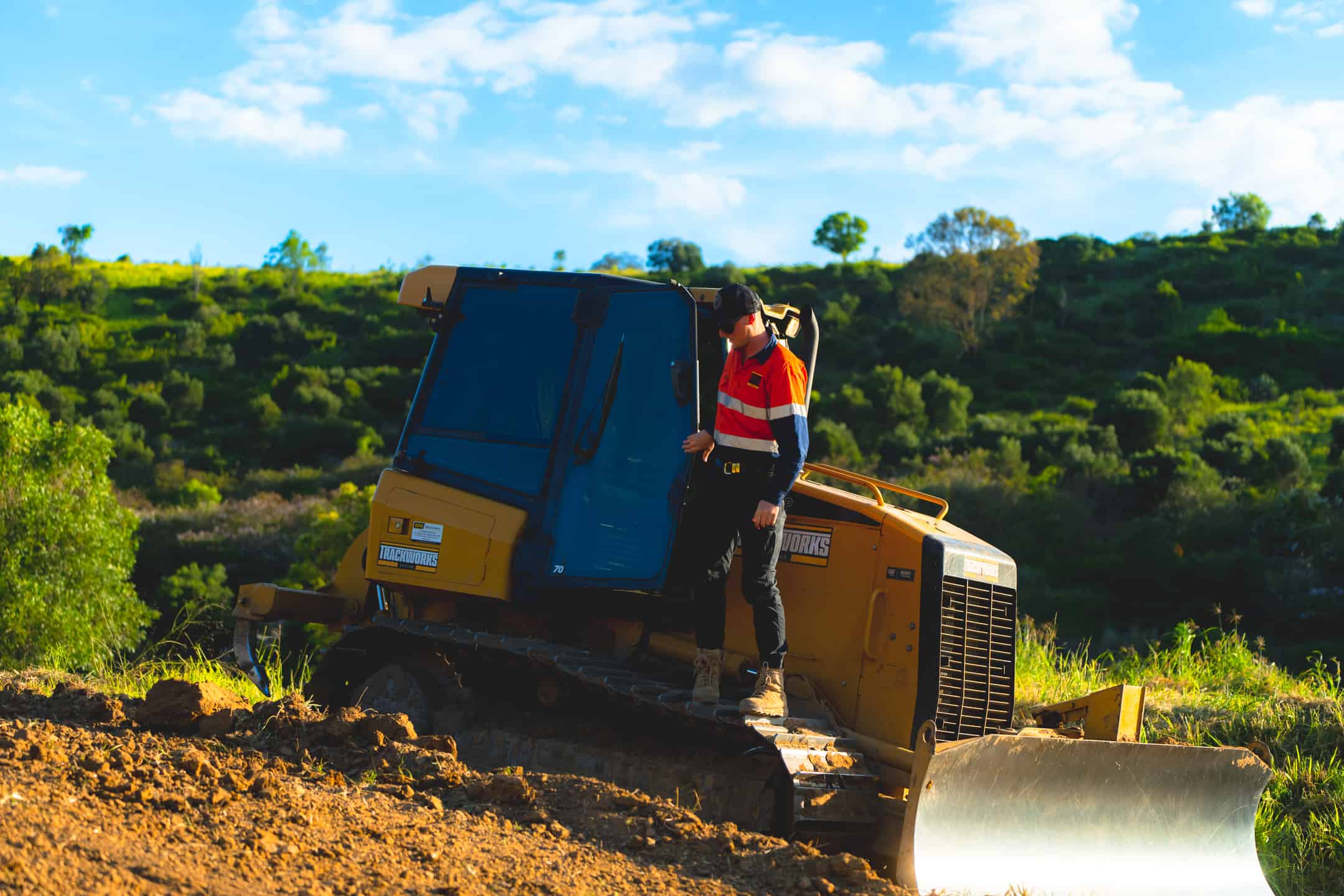 Man with motor on land