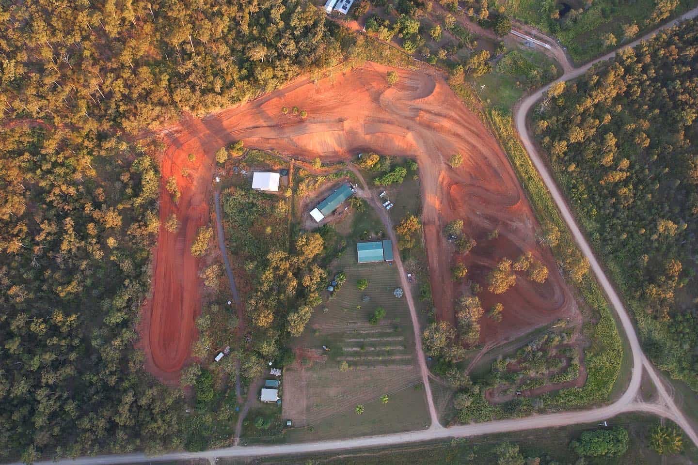 Drone shot of track building process